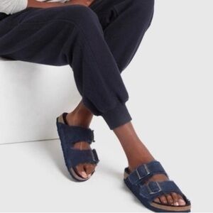 Birkenstock blue suede shearling sandals size 36/5 new with tags